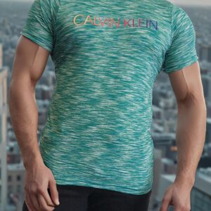 camiseta estilo básico premium- verde claro jaspeado calvin