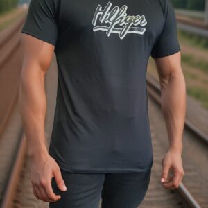 camiseta estilo básico premium- Negra Graffiti Hilfiger