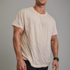 camiseta estilo básico premium- Rosa Crema Oversize Llana