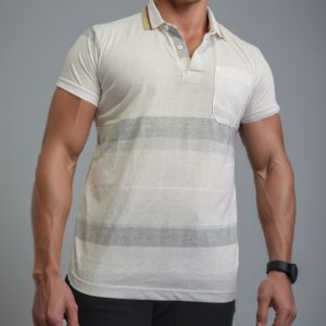 Camiseta Con Cuello- Urban Polo Blanca y Gris