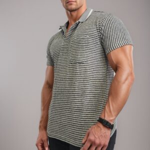 Camiseta Con Cuello- Polo Sastre Gris Rayas