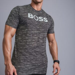 camiseta estilo básico premium- Boss Gris Jaspeada