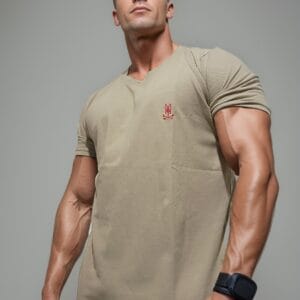 camiseta estilo básico premium- Psycho Bunny Crema Caqui