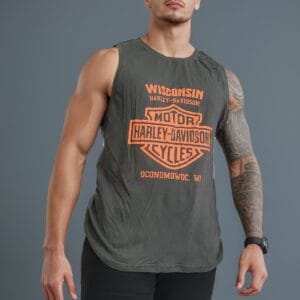 Camiseta Sin Mangas-  Harley Davidson Gris